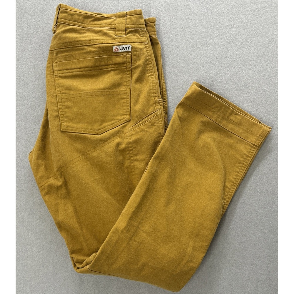 LIVSN Flex Canvas Pants V3 Men 32x29 Carmel Mustard Organic Cotton Blend Outdoor